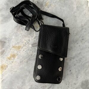 Hammitt Black Leather Crossbody VIP Mobile Bag with Gun Metal Accents